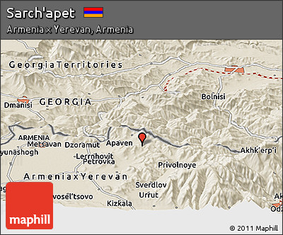 Shaded Relief Panoramic Map of Sarch'apet
