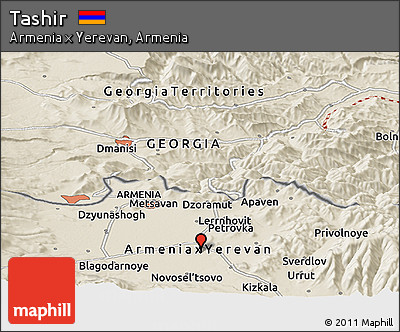 Shaded Relief Panoramic Map of Tashir
