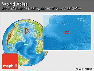Physical Location Map of the Area around 41° 16' 52" N, 44° 7' 30" W