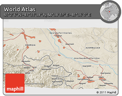 Shaded Relief 3D Map of the Area around 41° 16' 52" N, 45° 7' 30" E