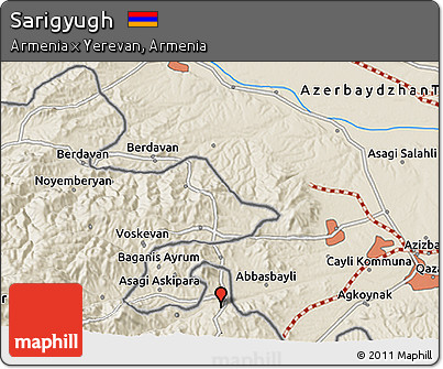 Shaded Relief 3D Map of Sarigyugh