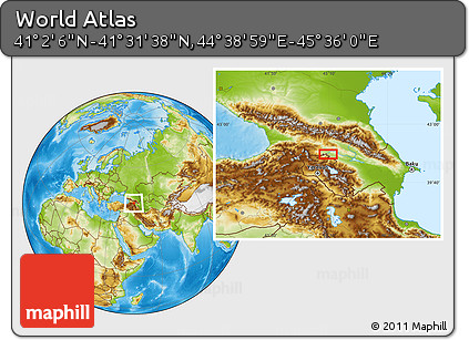 Physical Location Map of the Area around 41° 16' 52" N, 45° 7' 30" E