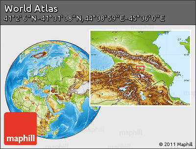 Physical Location Map of the Area around 41° 16' 52" N, 45° 7' 30" E
