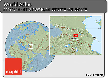 Savanna Style Location Map of the Area around 41° 16' 52" N, 45° 7' 30" E, hill shading