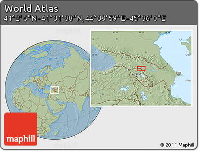 Savanna Style Location Map of the Area around 41° 16' 52" N, 45° 7' 30" E, hill shading