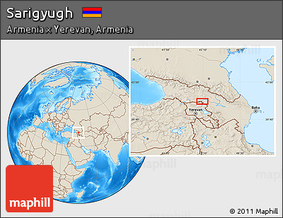 Shaded Relief Location Map of Sarigyugh