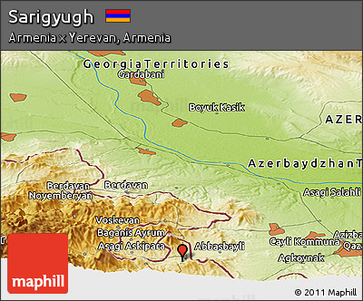 Physical Panoramic Map of Sarigyugh