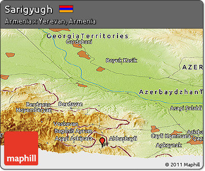 Physical Panoramic Map of Sarigyugh