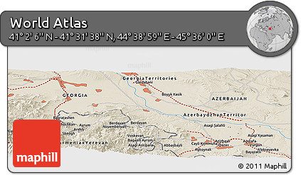 Shaded Relief Panoramic Map of the Area around 41° 16' 52" N, 45° 7' 30" E