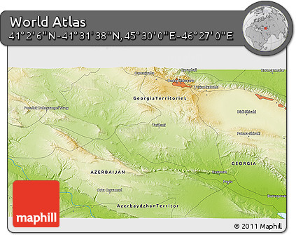 Physical 3D Map of the Area around 41° 16' 52" N, 45° 58' 30" E