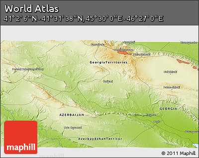 Physical 3D Map of the Area around 41° 16' 52" N, 45° 58' 30" E
