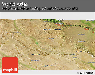 Satellite 3D Map of the Area around 41° 16' 52" N, 45° 58' 30" E