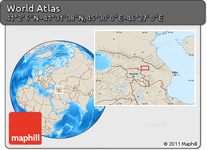 Shaded Relief Location Map of the Area around 41° 16' 52" N, 45° 58' 30" E