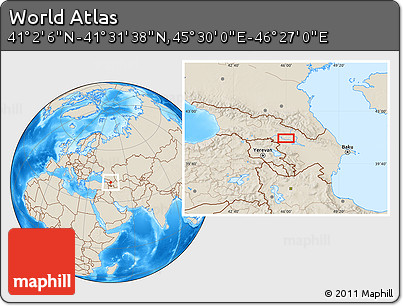 Shaded Relief Location Map of the Area around 41° 16' 52" N, 45° 58' 30" E