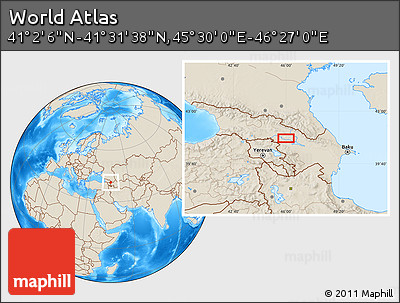 Shaded Relief Location Map of the Area around 41° 16' 52" N, 45° 58' 30" E