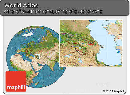 Satellite Location Map of the Area around 41° 16' 52" N, 47° 40' 29" E