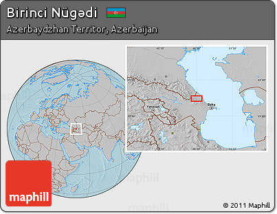 Gray Location Map of Birinci Nügǝdi, hill shading