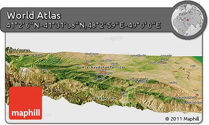 Satellite Panoramic Map of the Area around 41° 16' 52" N, 48° 31' 29" E