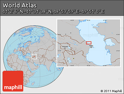 Gray Location Map of the Area around 41° 16' 52" N, 49° 22' 30" E