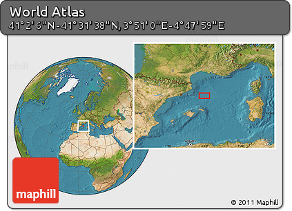 Satellite Location Map of the Area around 41° 16' 52" N, 4° 19' 30" E