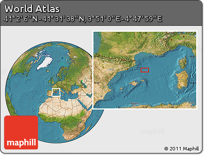 Satellite Location Map of the Area around 41° 16' 52" N, 4° 19' 30" E