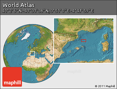 Satellite Location Map of the Area around 41° 16' 52" N, 4° 19' 30" E
