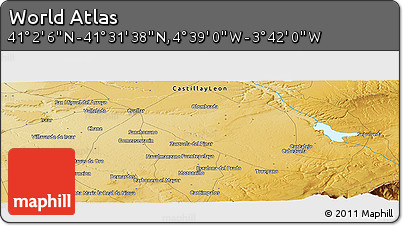 Physical Panoramic Map of the Area around 41° 16' 52" N, 4° 10' 30" W