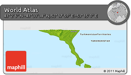 Physical Panoramic Map of the Area around 41° 16' 52" N, 52° 46' 29" E