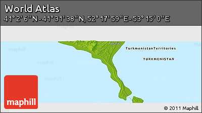 Physical Panoramic Map of the Area around 41° 16' 52" N, 52° 46' 29" E
