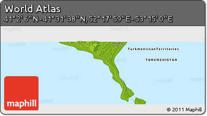 Physical Panoramic Map of the Area around 41° 16' 52" N, 52° 46' 29" E
