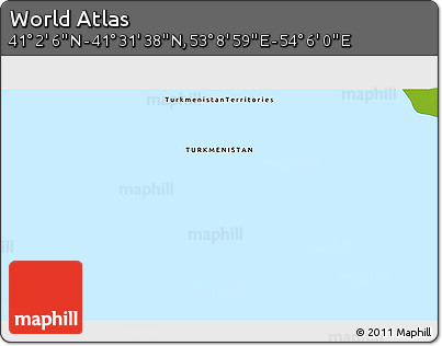Physical 3D Map of the Area around 41° 16' 52" N, 53° 37' 30" E