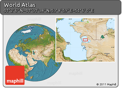 Satellite Location Map of the Area around 41° 16' 52" N, 53° 37' 30" E