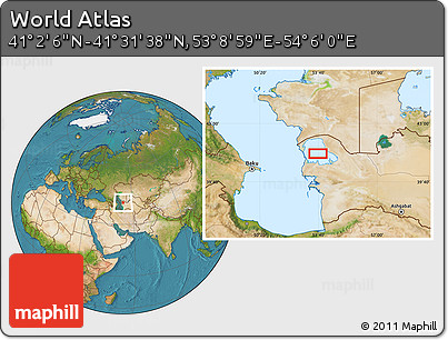 Satellite Location Map of the Area around 41° 16' 52" N, 53° 37' 30" E