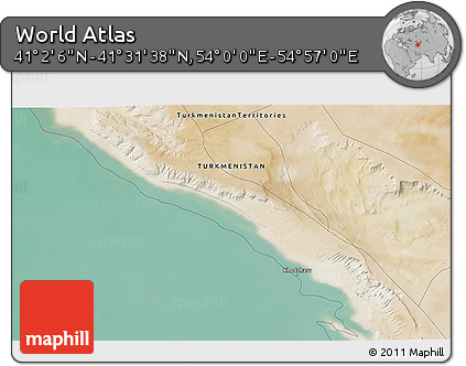 Satellite 3D Map of the Area around 41° 16' 52" N, 54° 28' 30" E