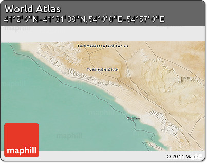 Satellite 3D Map of the Area around 41° 16' 52" N, 54° 28' 30" E