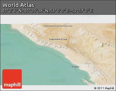 Satellite 3D Map of the Area around 41° 16' 52" N, 54° 28' 30" E