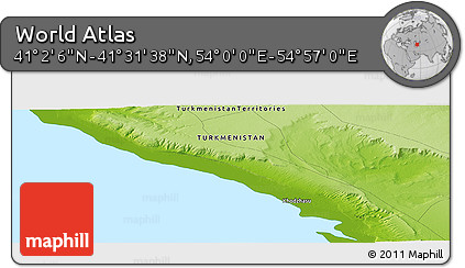 Physical Panoramic Map of the Area around 41° 16' 52" N, 54° 28' 30" E