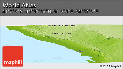 Physical Panoramic Map of the Area around 41° 16' 52" N, 54° 28' 30" E