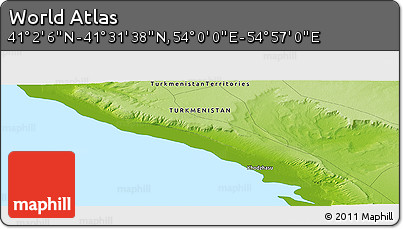 Physical Panoramic Map of the Area around 41° 16' 52" N, 54° 28' 30" E