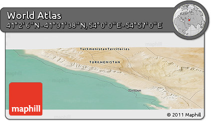 Satellite Panoramic Map of the Area around 41° 16' 52" N, 54° 28' 30" E