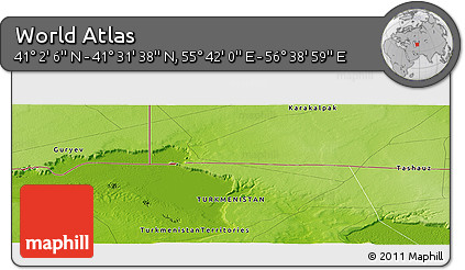 Physical Panoramic Map of the Area around 41° 16' 52" N, 56° 10' 29" E