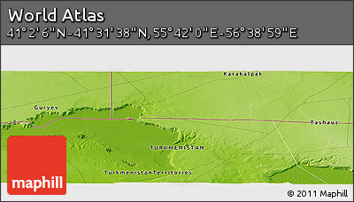 Physical Panoramic Map of the Area around 41° 16' 52" N, 56° 10' 29" E