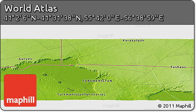 Physical Panoramic Map of the Area around 41° 16' 52" N, 56° 10' 29" E