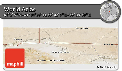 Satellite Panoramic Map of the Area around 41° 16' 52" N, 56° 10' 29" E