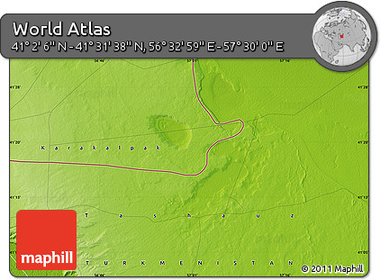 Physical Map of the Area around 41° 16' 52" N, 57° 1' 29" E