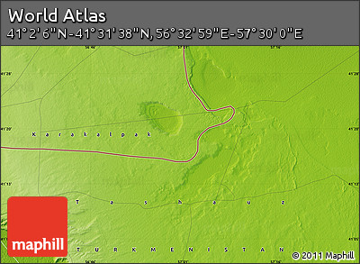 Physical Map of the Area around 41° 16' 52" N, 57° 1' 29" E