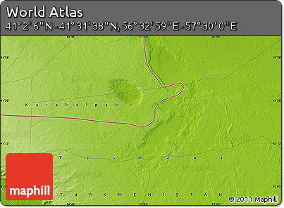 Physical Map of the Area around 41° 16' 52" N, 57° 1' 29" E