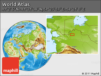 Physical Location Map of the Area around 41° 16' 52" N, 57° 52' 30" E
