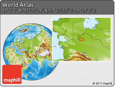 Physical Location Map of the Area around 41° 16' 52" N, 57° 52' 30" E