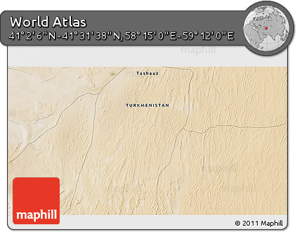Satellite 3D Map of the Area around 41° 16' 52" N, 58° 43' 30" E